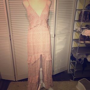 Cotton Candy coral pattern maxi dress